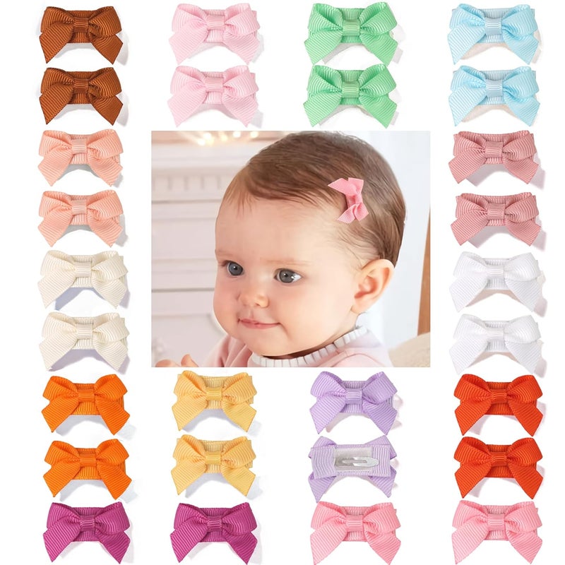 CellElection 1.4" Mini Bow Snap Clips,Handmade Tiny Hair Clips for Baby Fine Hair,Small Hair Bows Hair Accessories for Baby Girls Newborn Infant Toddlers - Image 1